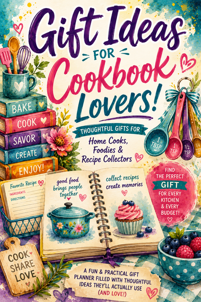 Gift Ideas for Cookbook Lovers | 100+ Gift Ideas Booklet | Cookbook Collector Gift Guide | Gift Planner | Handmade Gift Book