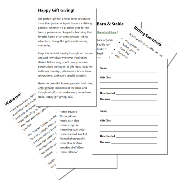 Gift Ideas for Horse Lovers | 100+ Equestrian Gift Ideas & Horse Lover Gift Planner Booklet