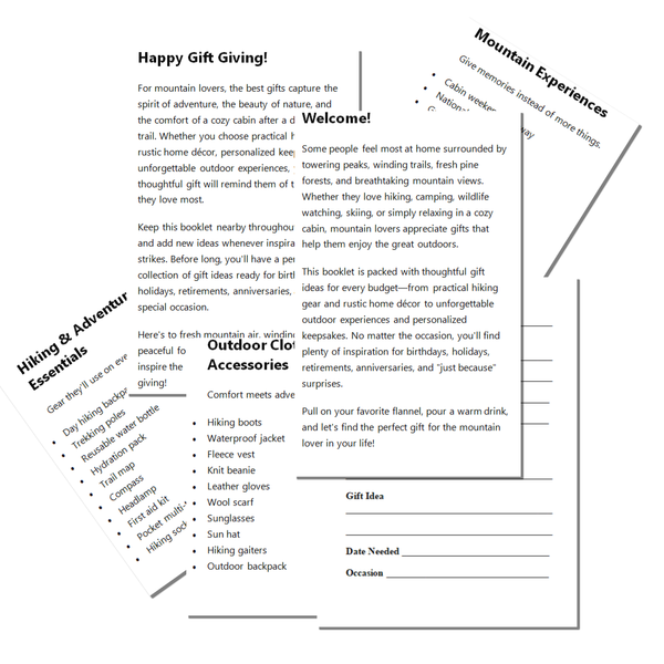 Gift Ideas for Mountain Lovers | 100+ Mountain Gift Ideas & Adventure Gift Planner Book