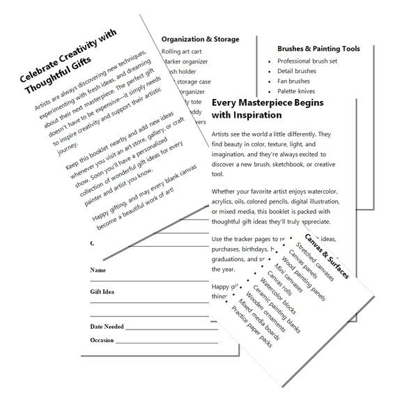 Gift Ideas for Painters & Artists | 100+ Creative Artist Gift Ideas Planner Booklet