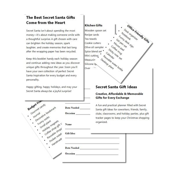 Secret Santa Gift Ideas Book | 100+ Christmas Gift Ideas & Holiday Gift Planner