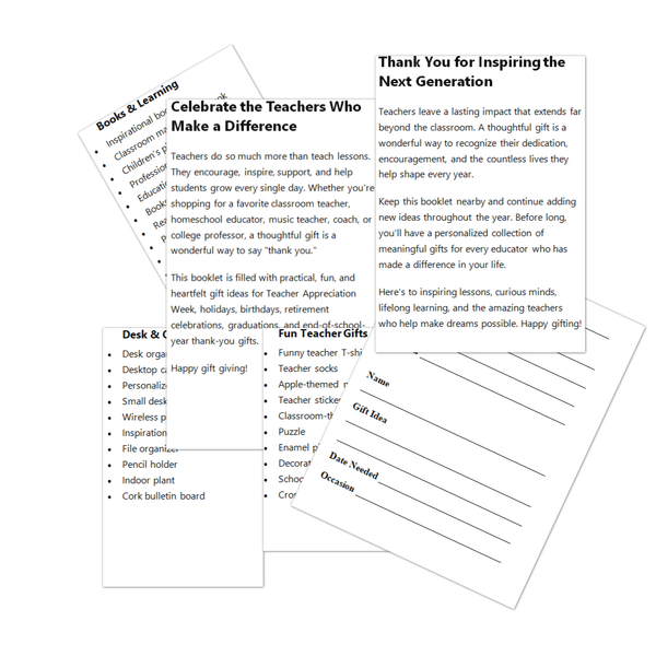 Gift Ideas for Teachers | 100+ Teacher Gift Ideas & Gift Planner Booklet