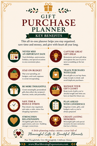 Gift Purchase Planner | Gift Giving Guide for Birthdays, Holidays & Special Occasions