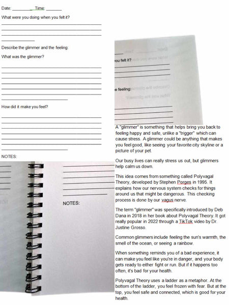 Spiral Bound Glimmer Journal with Fill‑In Pages | Guided Writing Notebook Handmade