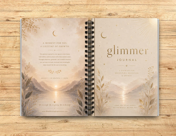 Spiral Bound Glimmer Journal with Fill‑In Pages | Guided Writing Notebook Handmade