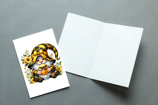 10 Handmade Garden Gnomes – Blank Inside – Folded 4x6 Every Occasion Cards with White Envelopes