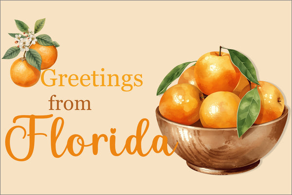 Greetings from Florida Orange Greeting Card | 4x6 Florida Citrus NoteCard