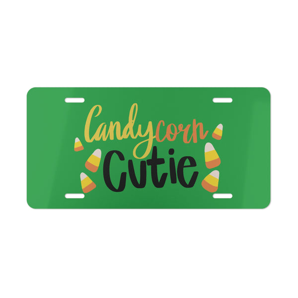 Halloween Custom Front License Plate Green Candy Corn Cutie 