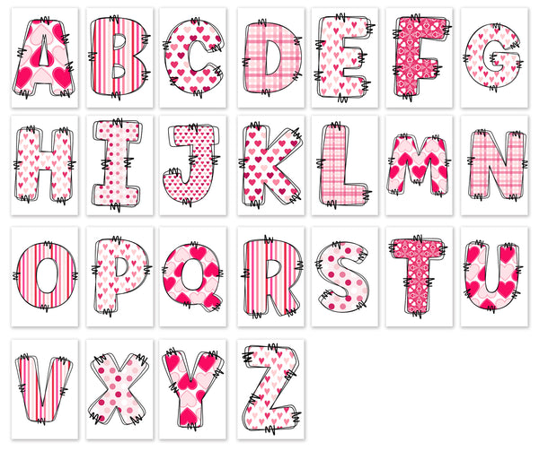 10 Handmade Heart Doodle Letters – Blank Inside – Folded 4x6 Every Occasion Cards with White Envelopes