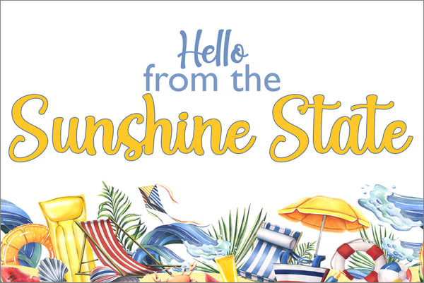 Hello from the Sunshine State Greeting Card | 4x6 Florida Beach NoteCard