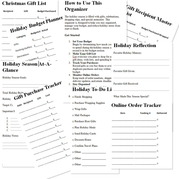Holiday Gift Planner & Shopping Tracker | Christmas Budget Organizer & Gift Log