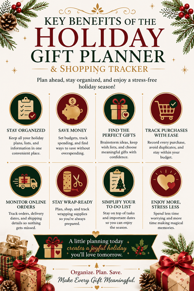 Holiday Gift Planner & Shopping Tracker | Christmas Budget Organizer & Gift Log