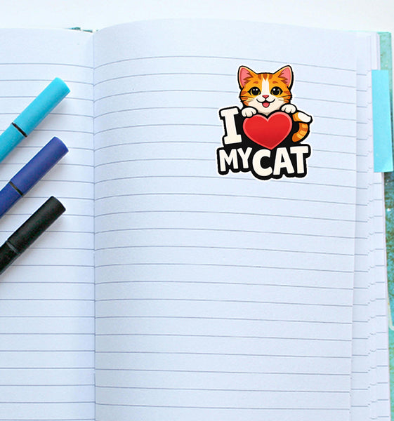 I Love My Cat Sticker Kitty Cat Lover Pet Owner Feline Humor Journal Scrapbook