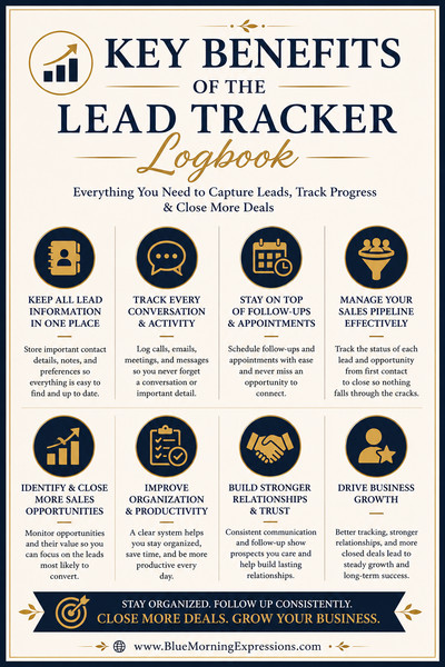 Lead Tracker Logbook | Sales Lead Tracker, Follow-Up Planner & Prospect Manager