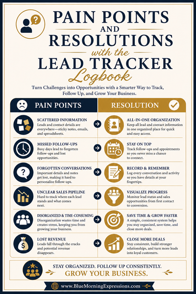 Lead Tracker Logbook | Sales Lead Tracker, Follow-Up Planner & Prospect Manager