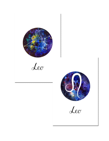 Leo Zodiac Greeting Card Set – Celestial Astrology Note Cards with Envelopes (Blank Inside)