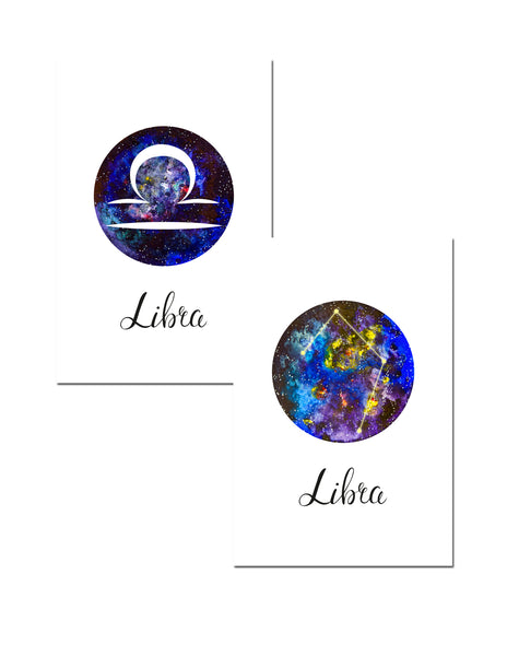 Libra Zodiac Greeting Card Set – Celestial Astrology Note Cards with Envelopes (Blank Inside)