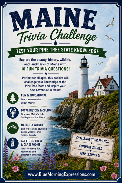 Maine Trivia Challenge Booklet – Fun Pine Tree State Quiz for All Ages