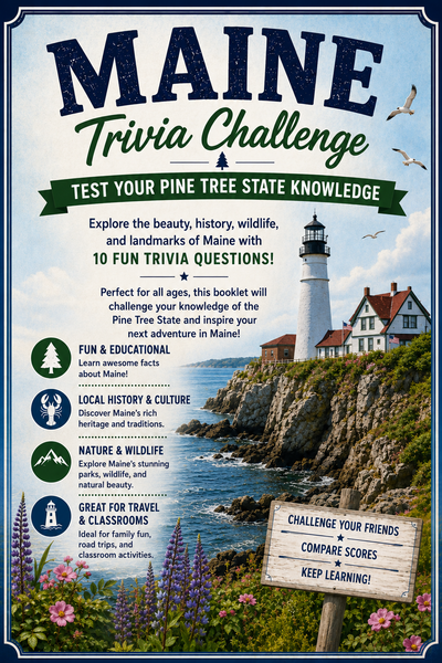 Maine Trivia Challenge Booklet – Fun Pine Tree State Quiz for All Ages