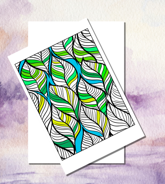Color Your Own Notecards Set of 10 | 4x6 Folded Coloring Cards with Envelopes