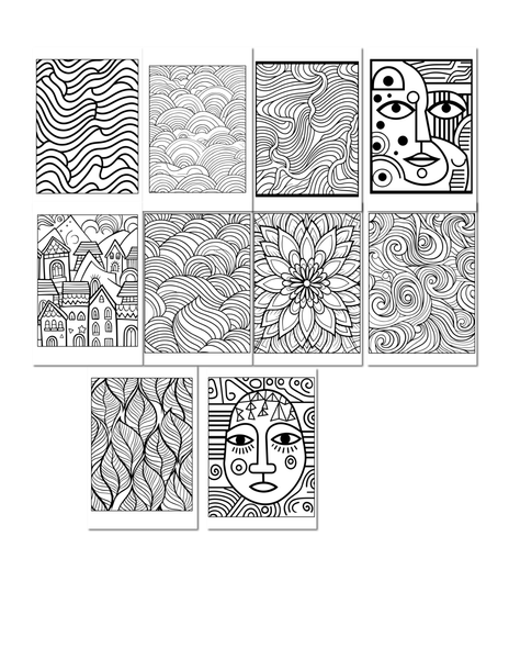 Color Your Own Notecards Set of 10 | 4x6 Folded Coloring Cards with Envelopes