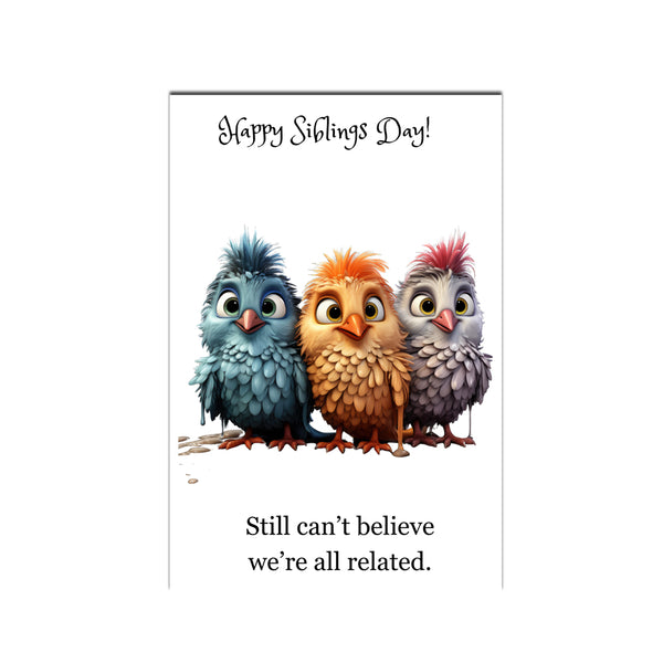 Handmade siblings day greeting card with colorful birds