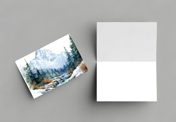 10 Handmade Mountain Streams – Blank Inside – Folded 4x6 Every Occasion Cards with White Envelopes