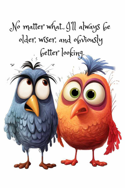 Funny Friendship Card 4x6 Quirky Birds Humor Matte w/ Envelope