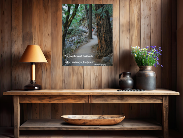 Bible Verse Poster Print, Nature Path Inspirational Yosemite Wall Art