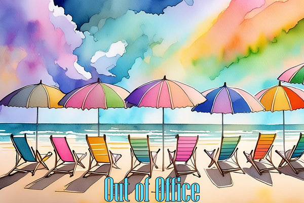 Out of Office Blank Notecard Set | Colorful Beach Stationery with Envelopes