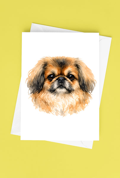 Pekinese Watercolor Print Dog Notecard | 4x6 Blank Inside | Cute Pet Lover Stationery