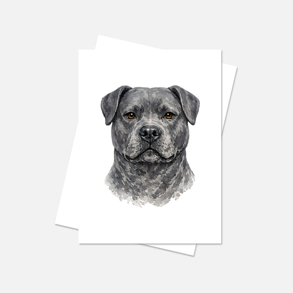 Pitbull Watercolor Print Dog Notecard | 4x6 Blank Inside | Cute Pet Lover Stationery