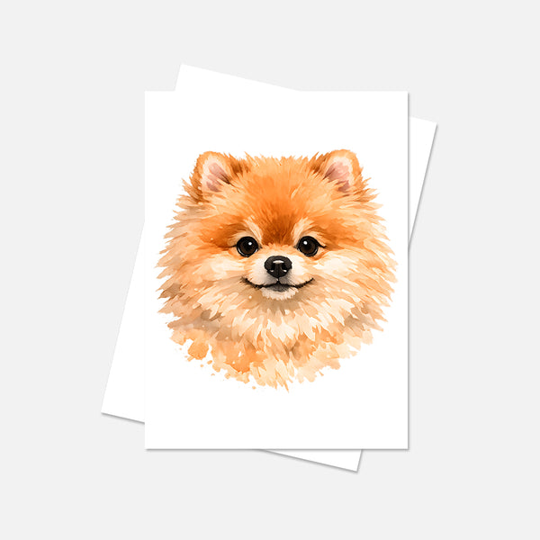 Pomeranian Watercolor Print Dog Notecard | 4x6 Blank Inside | Cute Pet Lover Stationery