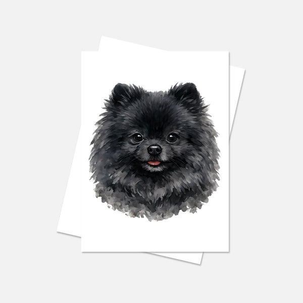 Pomeranian Watercolor Print Dog Notecard | 4x6 Blank Inside | Cute Pet Lover Stationery