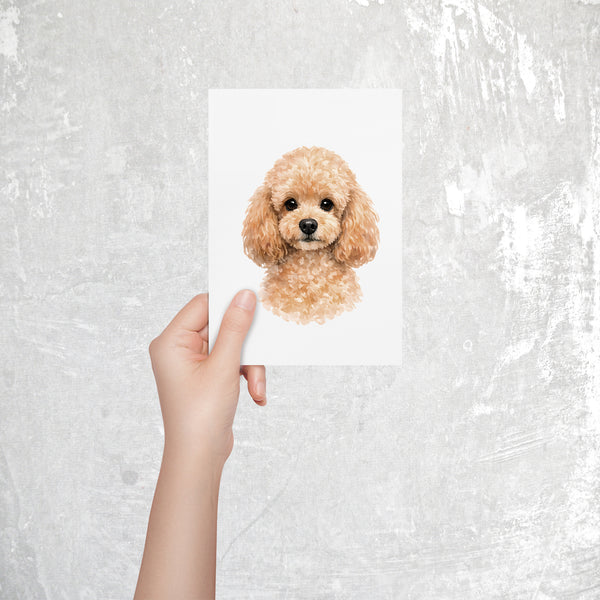 Poodle Watercolor Print Dog Notecard | 4x6 Blank Inside | Cute Pet Lover Stationery