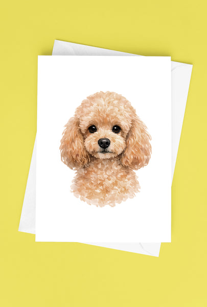 Poodle Watercolor Print Dog Notecard | 4x6 Blank Inside | Cute Pet Lover Stationery