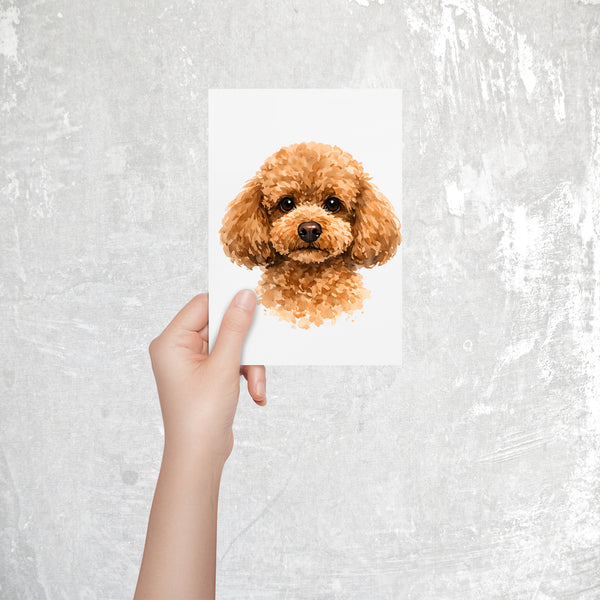 Poodle Watercolor Print Dog Notecard | 4x6 Blank Inside | Cute Pet Lover Stationery