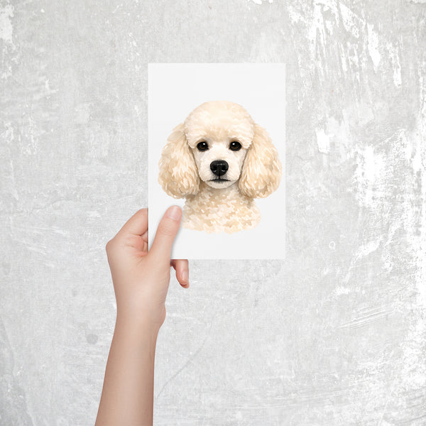 Poodle Watercolor Print Dog Notecard | 4x6 Blank Inside | Cute Pet Lover Stationery