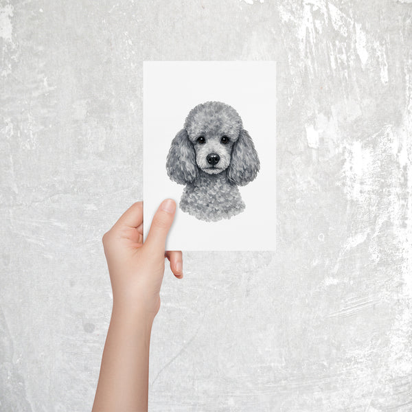 Poodle Watercolor Print Dog Notecard | 4x6 Blank Inside | Cute Pet Lover Stationery