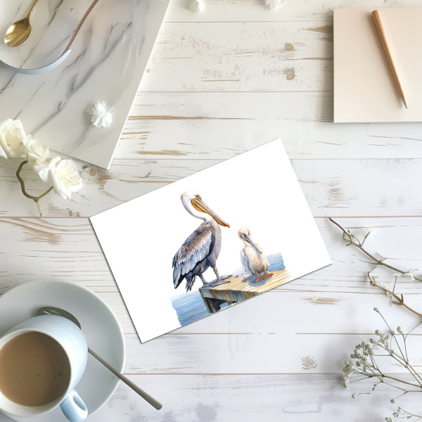 6 Pelicans Notecards All Occasion 4x6 with Envelopes Blank Folded
