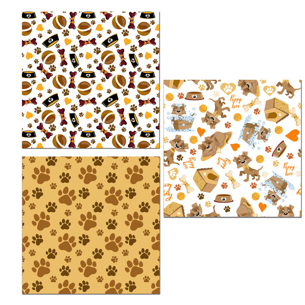 12 Mini Note Cards 3x3 Dog Bones Paw Prints Puppies Pet Owner Gift Handmade