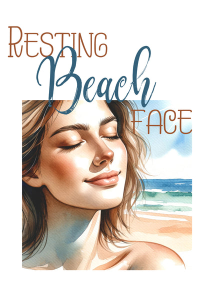 Resting Beach Face Blank Notecard Set | Coastal Beach Stationery with Envelopes