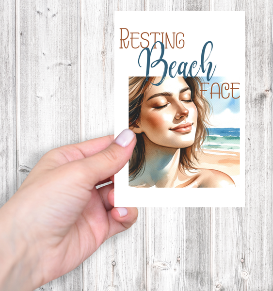 Resting Beach Face Blank Notecard Set | Coastal Beach Stationery with Envelopes