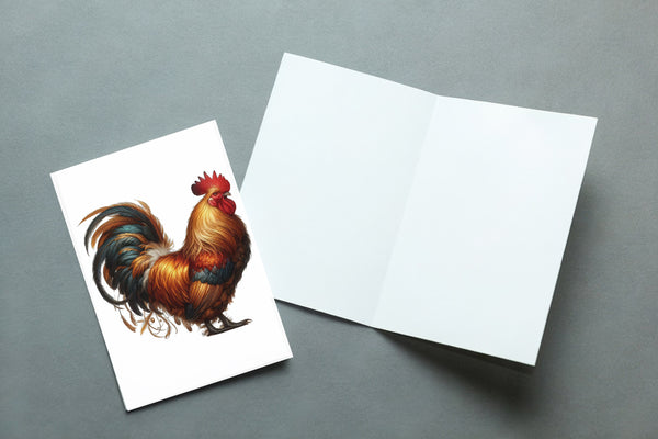10 Handmade Roosters – Blank Inside – Folded 4x6 Every Occasion Cards with White Envelopes