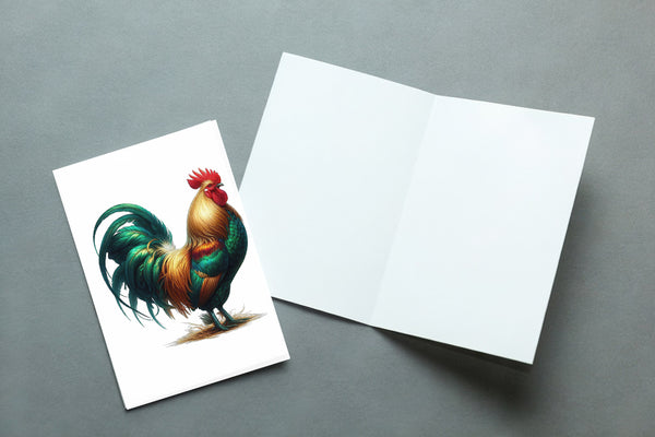 10 Handmade Roosters – Blank Inside – Folded 4x6 Every Occasion Cards with White Envelopes