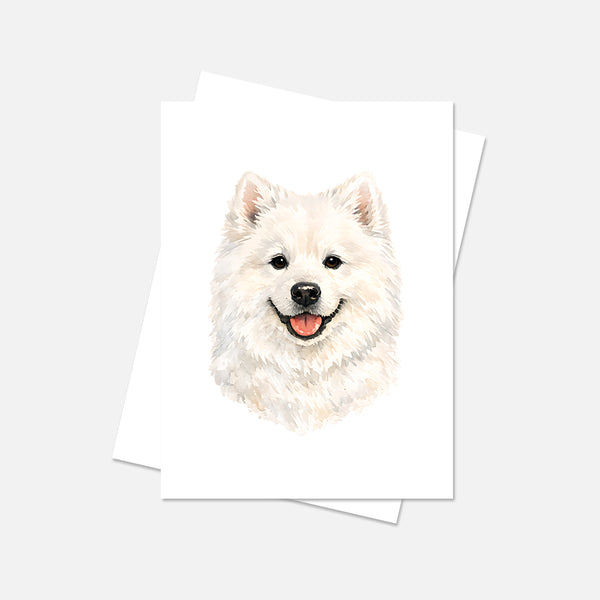 Samoyed Watercolor Print Dog Notecard | 4x6 Blank Inside | Cute Pet Lover Stationery