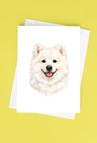 Samoyed Watercolor Print Dog Notecard | 4x6 Blank Inside | Cute Pet Lover Stationery