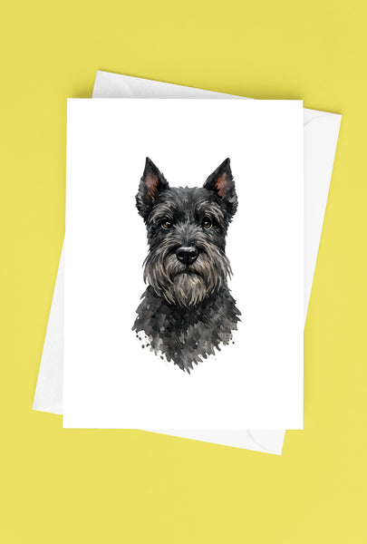 Schnauzer Watercolor Print Dog Notecard | 4x6 Blank Inside | Cute Pet Lover Stationery