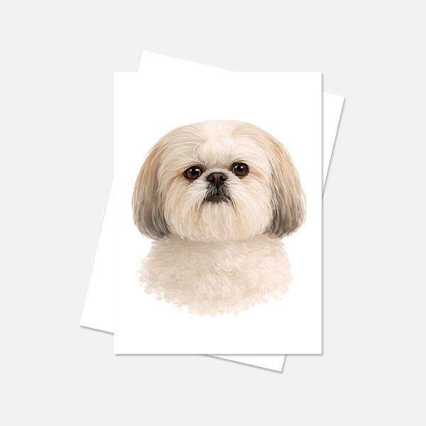Shih Tzu Watercolor Print Dog Notecard | 4x6 Blank Inside | Cute Pet Lover Stationery