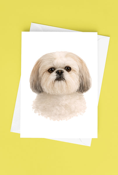 Shih Tzu Watercolor Print Dog Notecard | 4x6 Blank Inside | Cute Pet Lover Stationery